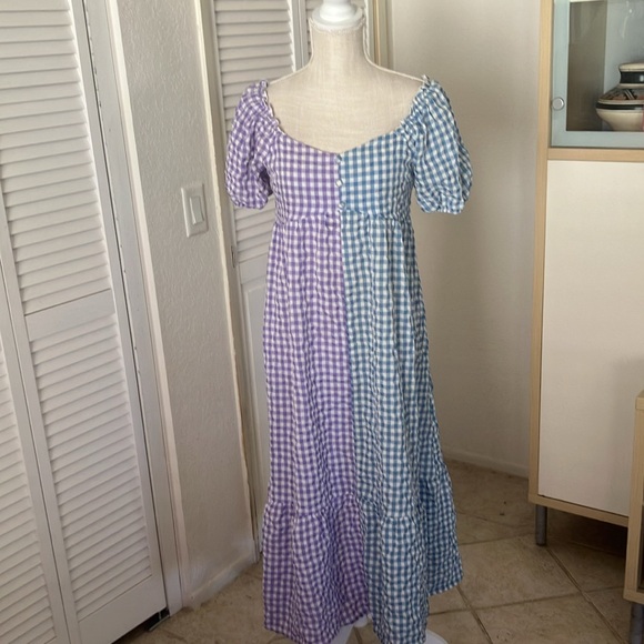URBAN OUTFITTERS Gingham Plaid Bohemian Daisy Street Milkmaid Midi Dress SIZE L - Picture 5 of 16